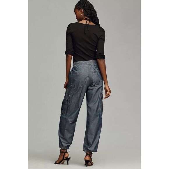 MSRP $148 Pilcro Denim Bungee Wide-Leg Parachute Trousers Size S | SAME DAY SHIP - Picture 3 of 10